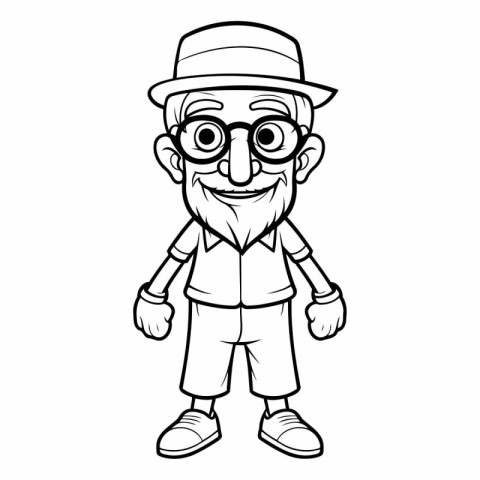 Old Man Cartoon Mascot Character Vector Illustration. EPS10