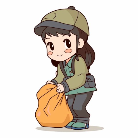 bag. worker. job. person. girl. cartoon. character. occupation.