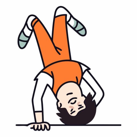 Man doing acrobatic exercises in cartoon style.