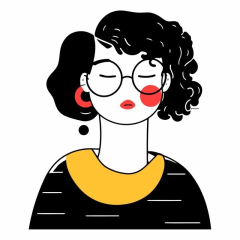 Girl with glasses of a girl with curly hair.