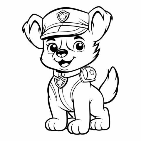 Cute cartoon puppy in police uniform. Vector clip art illustrati