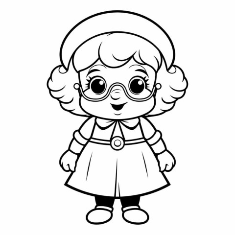 Cute Little Girl Cartoon Mascot Character Vector Illustration.