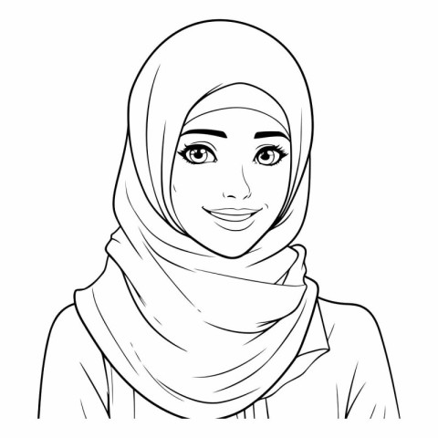Arabic woman with hijab in black and white.