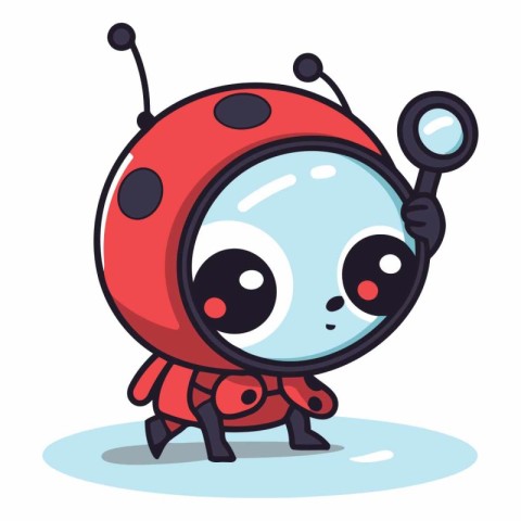 Cute ladybug cartoon vector illustration. Cute ladybug character