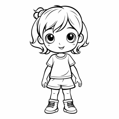 Cute little girl cartoon on white background vector illustration