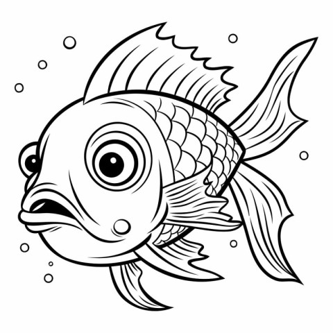 Illustration of a Cute Fish - Coloring Page Outline