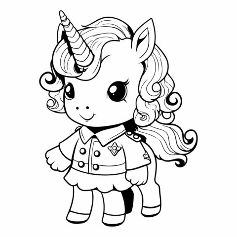 Unicorn. Black and white vector illustration for coloring book.