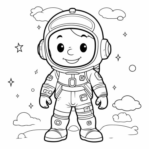 Coloring Page Outline Of Cartoon Astronaut Character Vector Illu