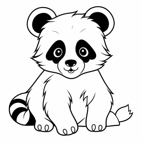 Cute panda - black and white vector illustration for coloring bo