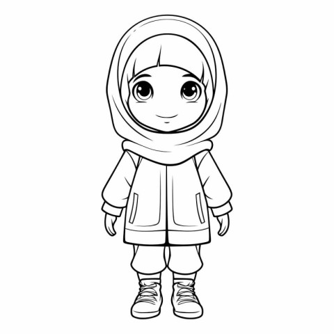 cute muslim girl cartoon vector illustration graphic design vect