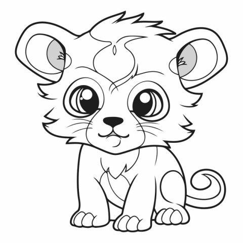 Cute cartoon tiger. Coloring page for kids.