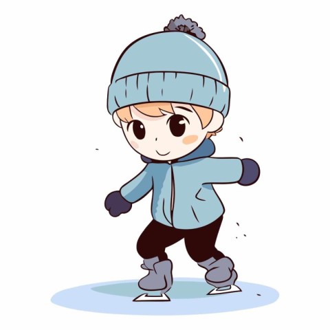 Cute little boy skating on ice. Winter sport.