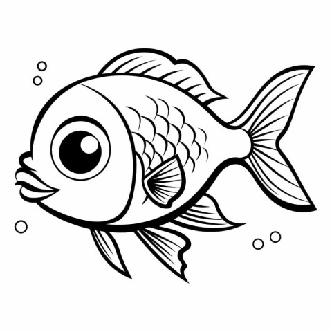 Illustration of a Cute Fish Coloring Book on White Background