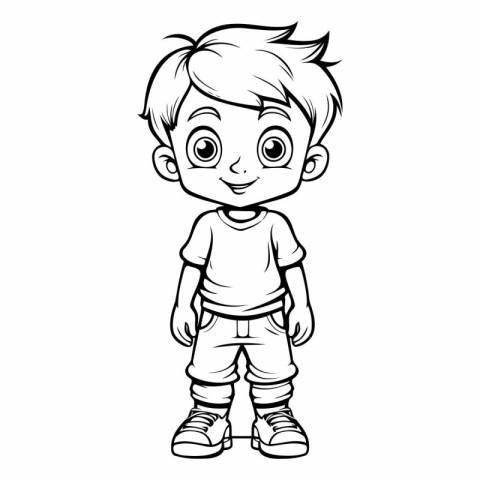 Cute little boy cartoon character isolated on white background.