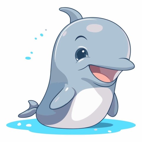 Cute cartoon dolphin isolated on a white background.