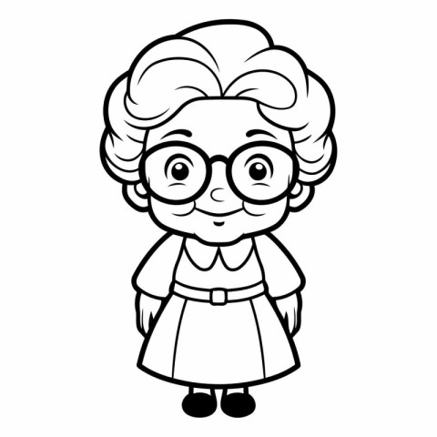 Coloring book for children: Grandmother in glasses.