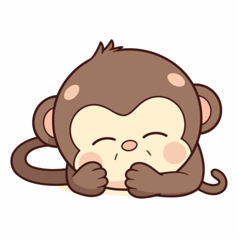 Cute monkey sleeping icon. Cartoon illustration of cute monkey s