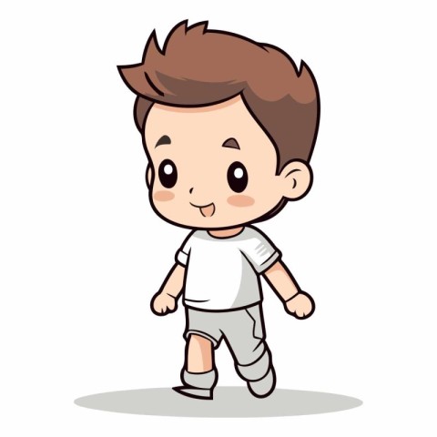 Cute Boy Walking - Cartoon Character Vector IllustrationÃ¯Â»