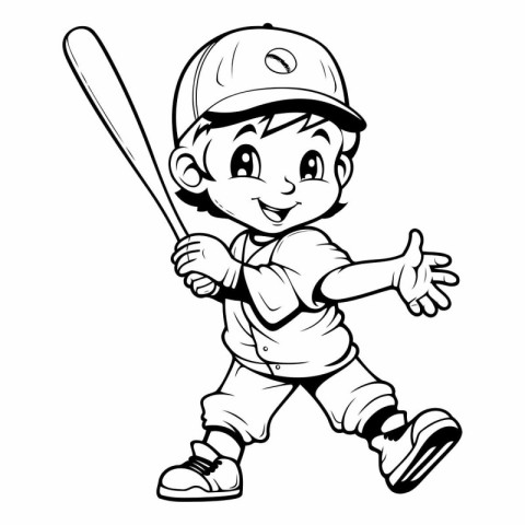 Baseball Boy Cartoon Mascot Character Illustration Isolated on W