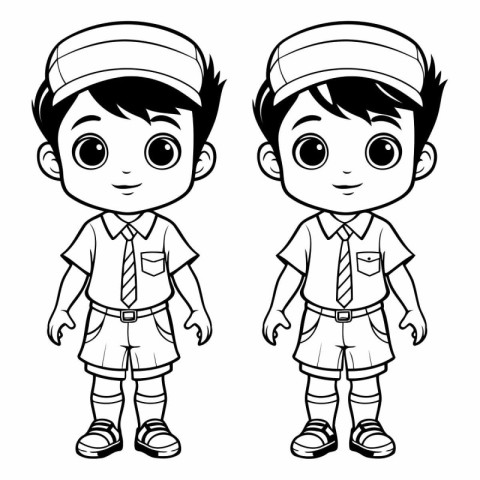 Vector illustration of Cute little boy and girl in school unifor