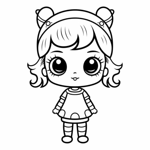 Coloring book for children: girl in astronaut costume