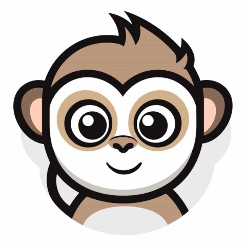 Cute cartoon monkey isolated on a white background.