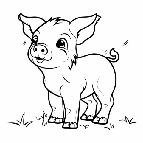 Cartoon Illustration of Cute Pig Animal for Coloring Book