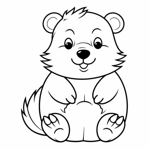 Black and White Cartoon Illustration of Cute Groundhog Animal fo