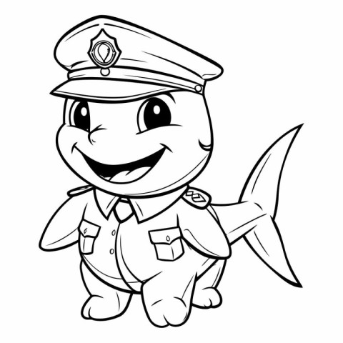 Illustration of a Cute Cartoon Fish Policeman Mascot Character