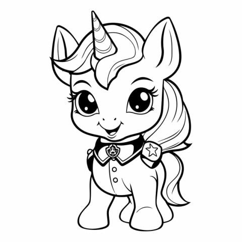 Cute cartoon unicorn. Coloring book for children.