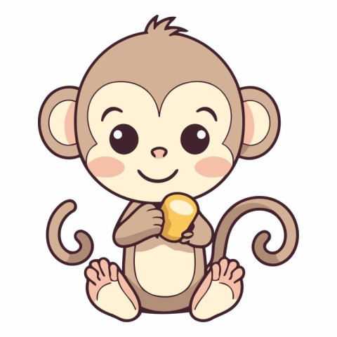 Cute monkey cartoon isolated on a white background.