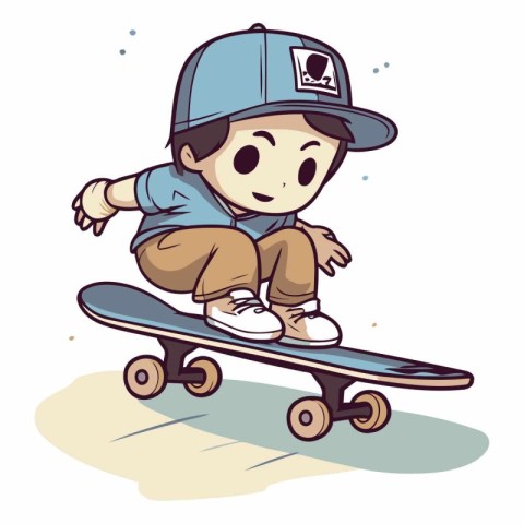 Vector illustration of a boy skateboarder on a skateboard.