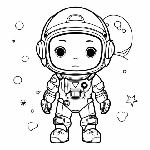 Coloring book for children: astronaut in space suit.