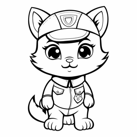 Black and White Cartoon Illustration of Cute Fox Animal Characte