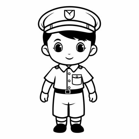 cute police boy cartoon vector illustration graphic design vecto