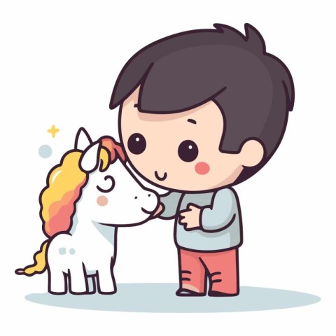 Boy and horse of a cute boy and horse.