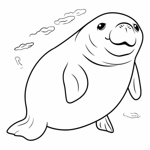 Vector illustration of a cute seal. Coloring book for children.