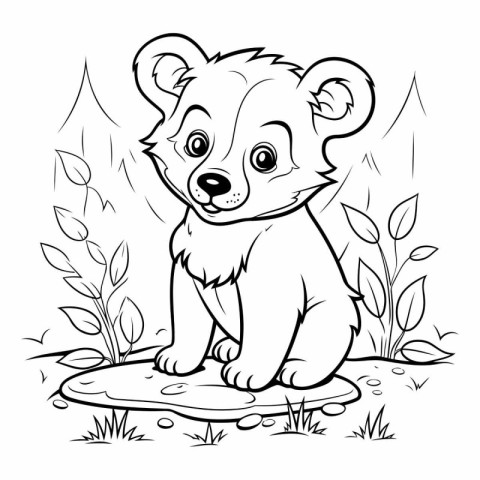 Coloring book for children: bear in the forest