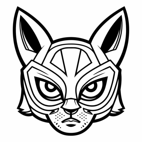 Illustration of a Lynx Head Mascot - Coloring Book