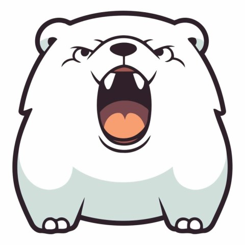 Polar bear vector illustration on white background. Cute cartoon