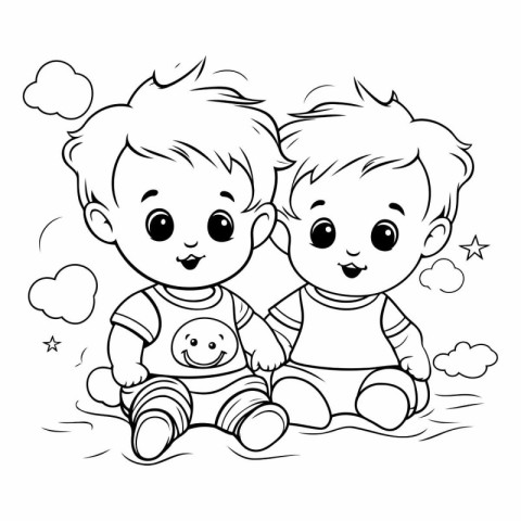 Coloring Page Outline Of Baby Boy and Girl Coloring Book