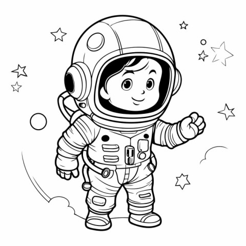 Coloring book for children: astronaut in space suit.