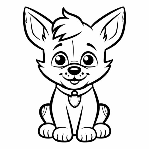 Cute Cartoon Chihuahua - Black and White Illustration.