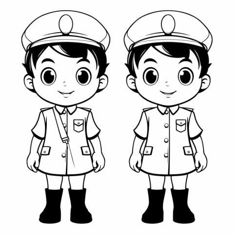 Cute boy and girl in scout uniform cartoon vector illustration g