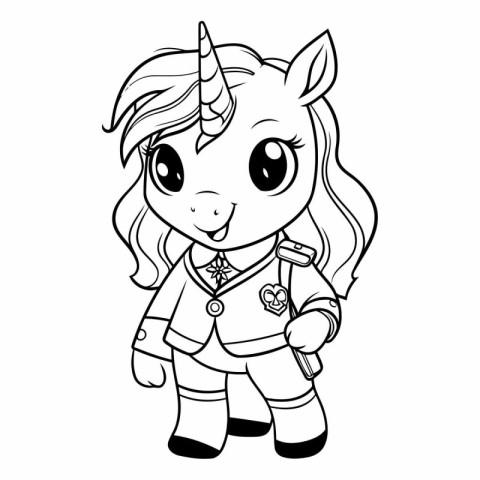 Coloring Page Outline Of Cartoon Unicorn Fantasy Character Vecto