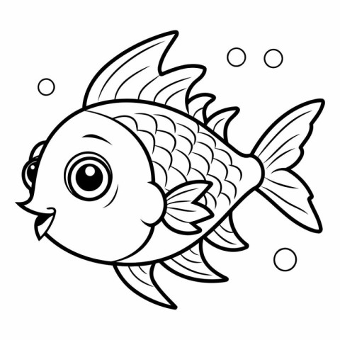 Coloring Page Outline Of Cartoon Fish.