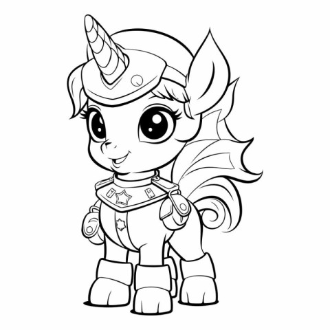 Cute Cartoon Unicorn for coloring book or page.