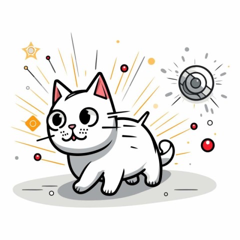 Cute cartoon cat on white background for your design