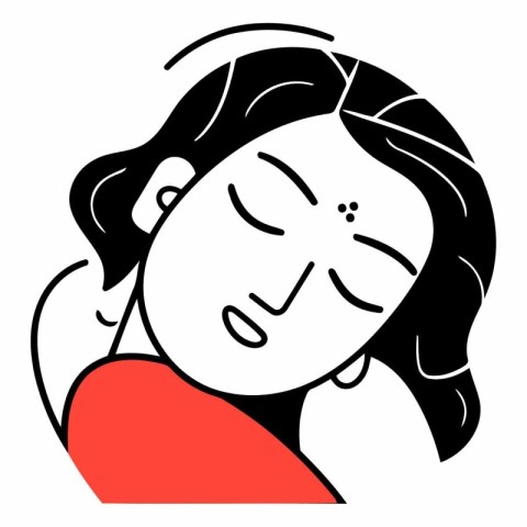 Illustration of a woman sleeping with closed eyes.