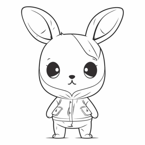 Cute cartoon bunny for coloring book or page.